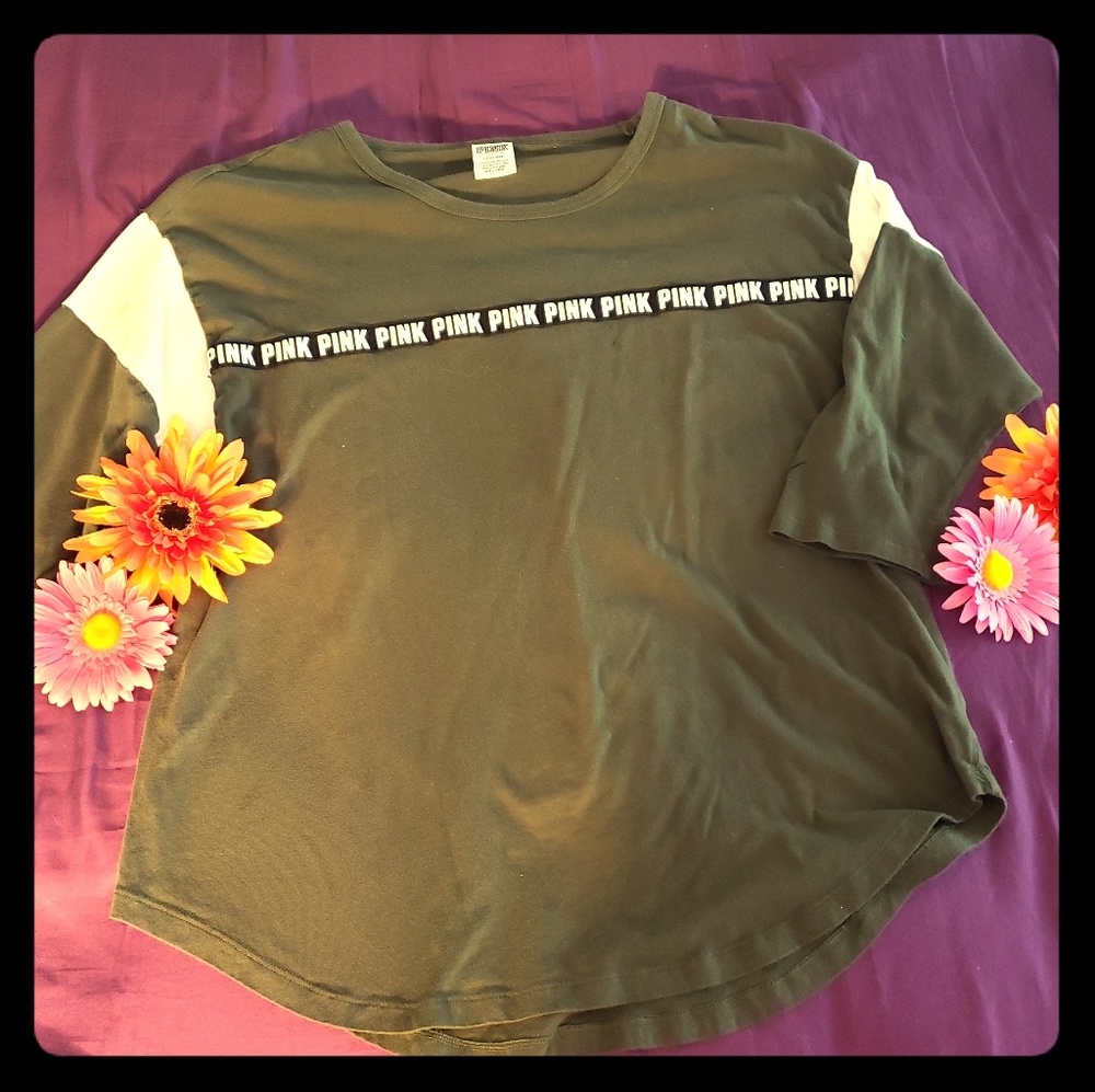 VS PINK 3/4 sleeve football tee